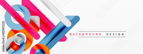 Abstract geometric shapes, vibrant colors, modern design elements. Clean white space creates dynamic visual impact.