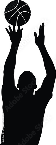 Basketball Player Silhouette Shooting the Ball, Dynamic Black Vector Illustration of Sports Action, Competition, and Winning Moment Design