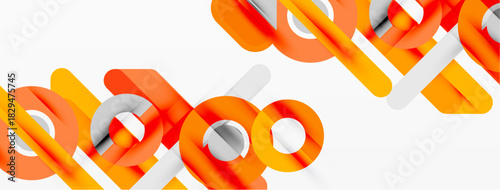 Abstract geometric shapes, orange, white. Intersecting lines create dynamic composition. Modern design elements suggest technology, innovation.