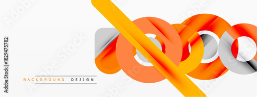Abstract geometric design. Orange shapes overlap white space. Modern style, clean lines, simple composition. Minimalist background element.