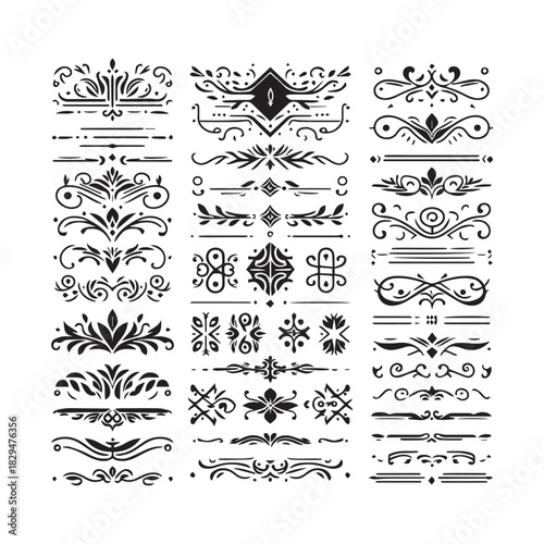 “Retro Decorative Flourish Vector Pack – Calligraphic Frame Elements”