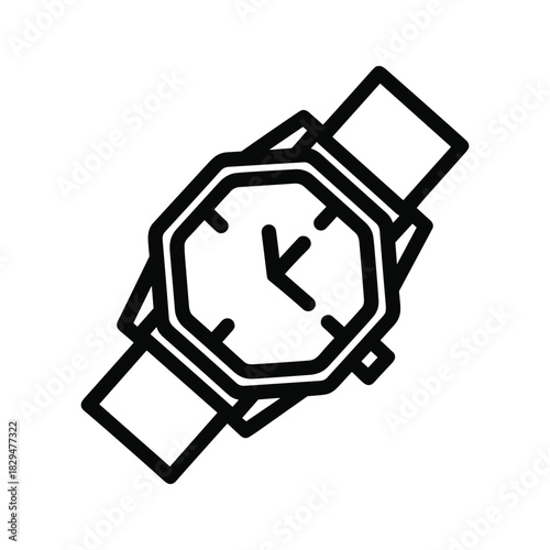 Minimalist line art icon of a classic wristwatch showing time, ideal for user interface design elements.