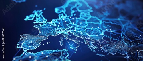 Data transfer and cyber technology, information exchange and telecommunication Western Europe.