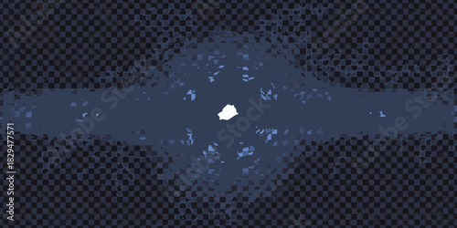 Abstract dark blue and white shape on transparent background