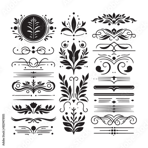 “Vintage Ornamental Divider Vector Set – Decorative Flourish Elements”