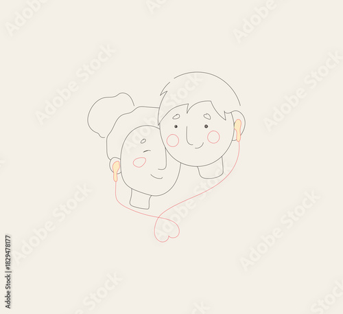 lovely couple line art minimalist illustration. Perferct for valentine, cards, posters, packing
