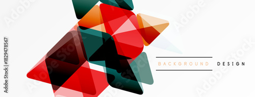 Abstract geometric shapes overlap, creating vibrant red, teal composition. Minimalist design suitable for banners, backgrounds.