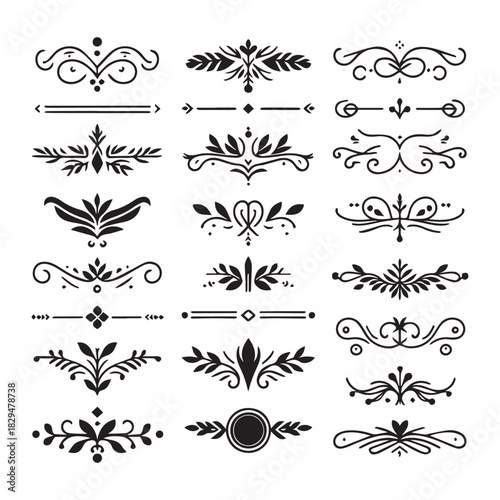 “Vintage Ornamental Divider Vector Set – Decorative Flourish Elements”