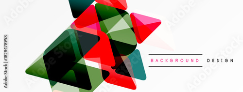 Abstract geometric shapes overlap, creating vibrant color composition. Modern design element for backgrounds, banners, presentations.