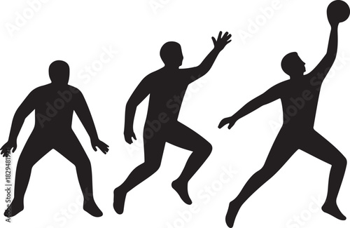 Silhouette of basketball player in action: dribbling, running, and jumping for shot