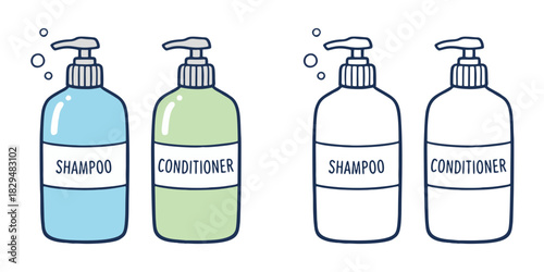シャンプーとコンディショナーのアイコンイラスト