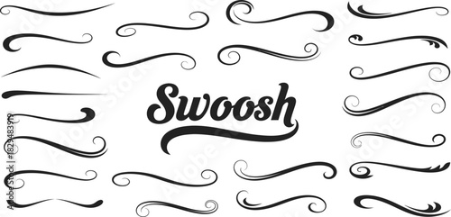Collection of hand drawn swoosh elements for design and decoration