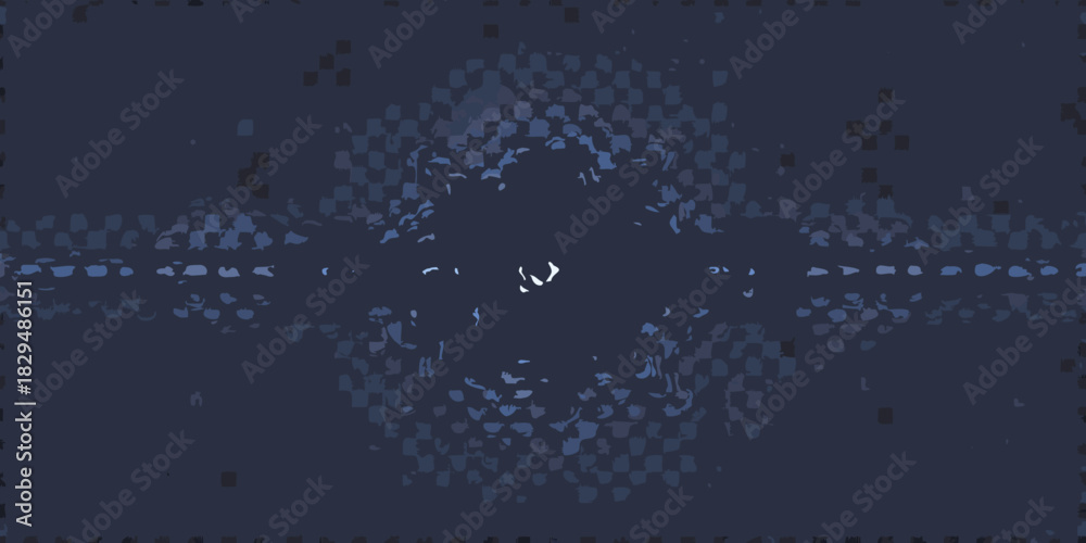 Obraz premium Abstract dark blue graphic background with checkerboard and splatter elements