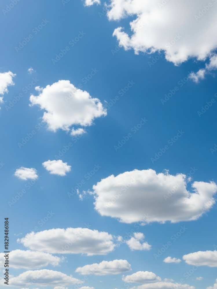 Obraz premium Clear Blue Sky with Fluffy White Clouds