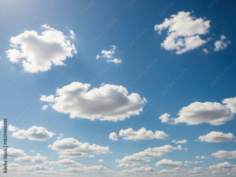 Obraz premium Clear Blue Sky with Fluffy White Clouds