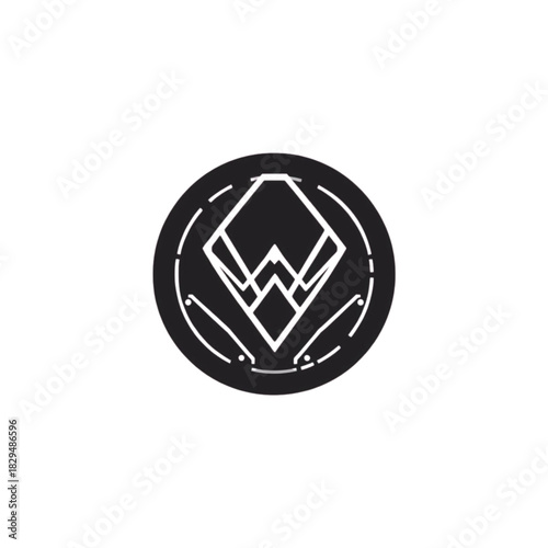 A minimalist black Web3 token icon designed with a futuristic digital coin silhouette and clean geometric edges. Perfect for blockchain projects, crypto dashboards, NFT interfaces, DeFi platforms