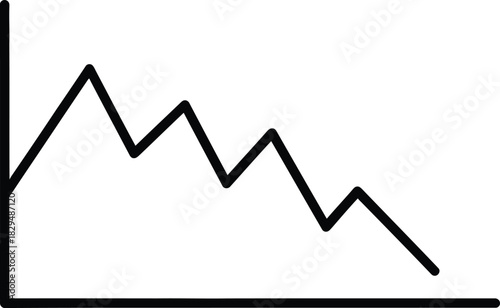 Declining stock market chart line graph in black and white