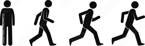 Stick figure animation sequence showing a person walking and running