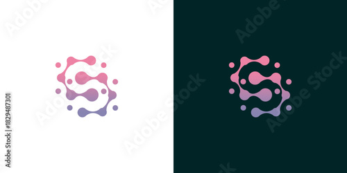 Abstract S Letter Logo Design with Dynamic Network Connection and Gradient Colors, Representing Modern Technology, Innovation, and Digital Solutions for Business Branding