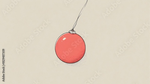 Minimal Christmas ornament hanging in pastel background  