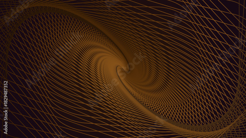 An abstract spiral background made of curved intersecting lines forming a dynamic vortex pattern