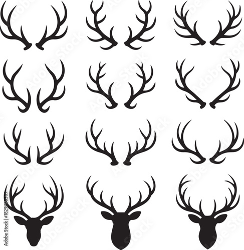 Hand Drawn Deer Antlers Vectors