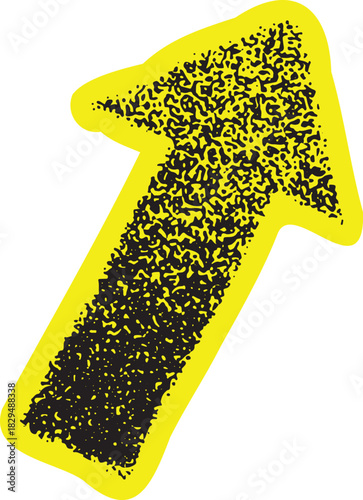 Vector illustration of an upward arrow in a simple black and yellow design. It emphasizes direction as a graphic element.