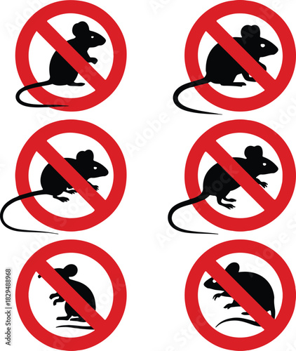 Set of anti pest signs with rats