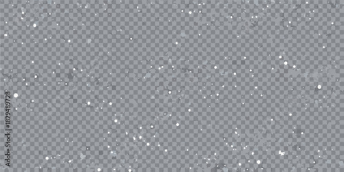 Falling snow overlay on transparent background for winter holiday designs