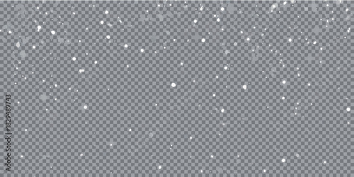 Realistic falling snow effect on transparent background for winter designs