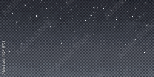 Subtle snowfall overlay on transparent background for winter holiday designs