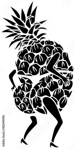 fruit illustration juicy silhouette pineapple logo food icon fresh outline tropical natural juice healthy ripe sweet health dessert diet shape dieting vector graphic background