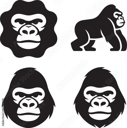 Gorilla Illustration Collection Black and White Vector Images of Wild Animals