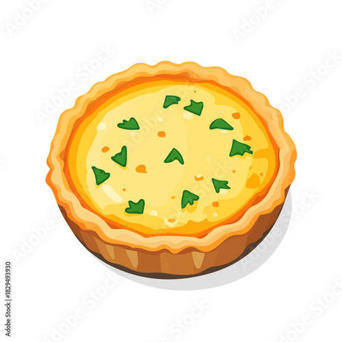 Quiche Lorraine in a clean 2D flat vector icon style, minimal and simple, set on a plain white background.
