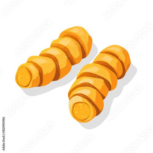Simple flat 2D vector graphic of Turmeric, modern icon look, displayed on a pure white background.