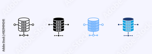 Database Icon Set Multiple Style Collection Element For Design