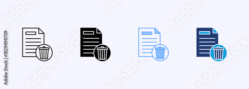 Data Trash Icon Set Multiple Style Collection Element For Design