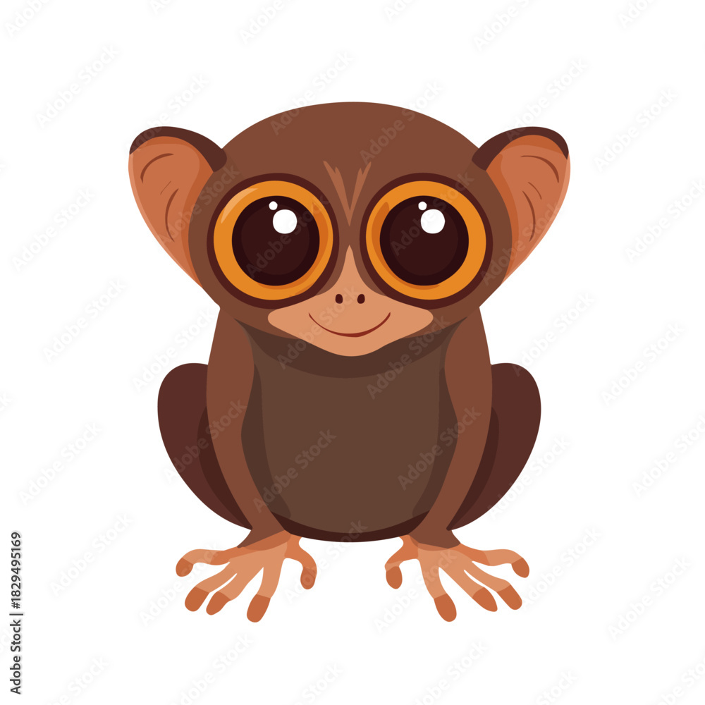 Fototapeta premium Minimal 2D vector illustration of Tarsier in flat icon style on a plain white background.