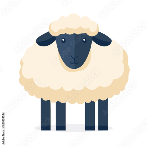 Simple flat 2D vector graphic of Sheep, modern icon look, displayed on a pure white background.