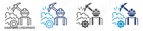 mining engineering icon sheet multiple style
