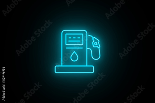 Neon glowing gas pump icon on black background in. Neon colorful petrol pump icon. Gas pump and petrol pump icon background. Neon fuel pump icon.