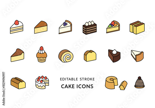 いろんなケーキのアイコンセット
