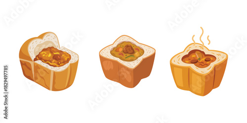 an illustration of Bunny chow, a popular South African fast food dish 