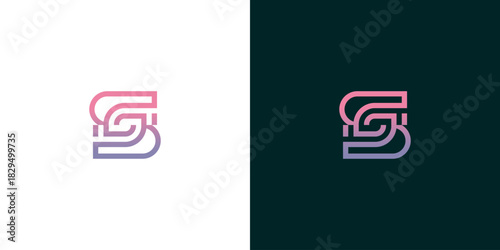 Letter GS or SG Monogram Logo Elegant Gradient Initial Logo Design for Creative Branding