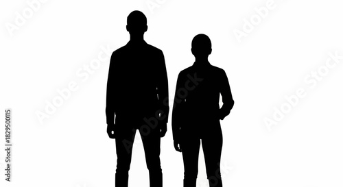 Silhouette of a man and woman standing side by side.