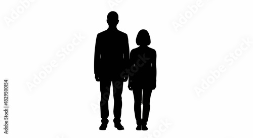 Black silhouette of a man and a woman standing together.