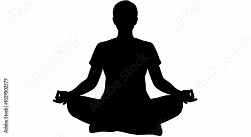 Silhouette of a person meditating in a seated lotus position.