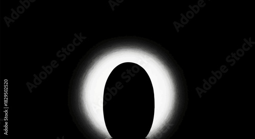 Mysterious Oval Silhouette with Bright Halo Effect.