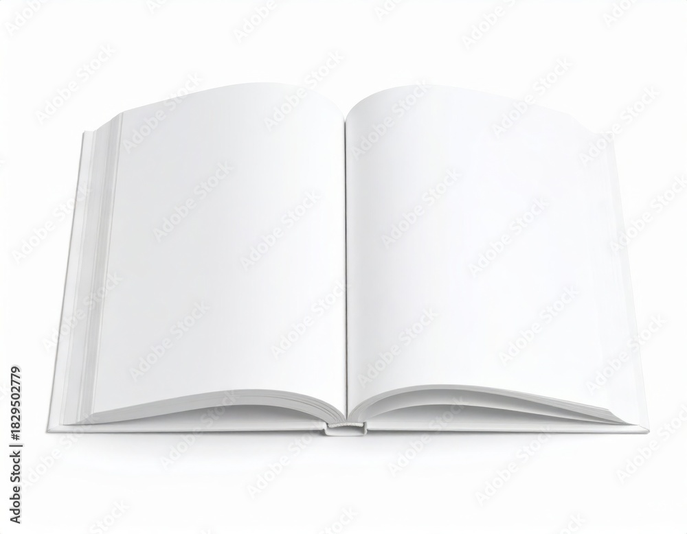 Naklejka premium Opened book with blank empty white pages, 3D book mockup template