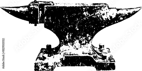 Silhouette of an anvil in vintage engraving style. Black outline vector illustration emphasizing craftsmanship and traditional tools.